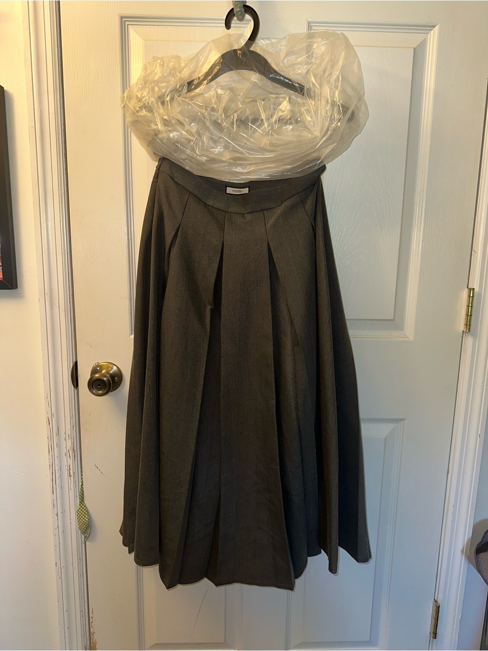 Pleated Midi Skirt in Charcoal Gray — Classic A-Line Style